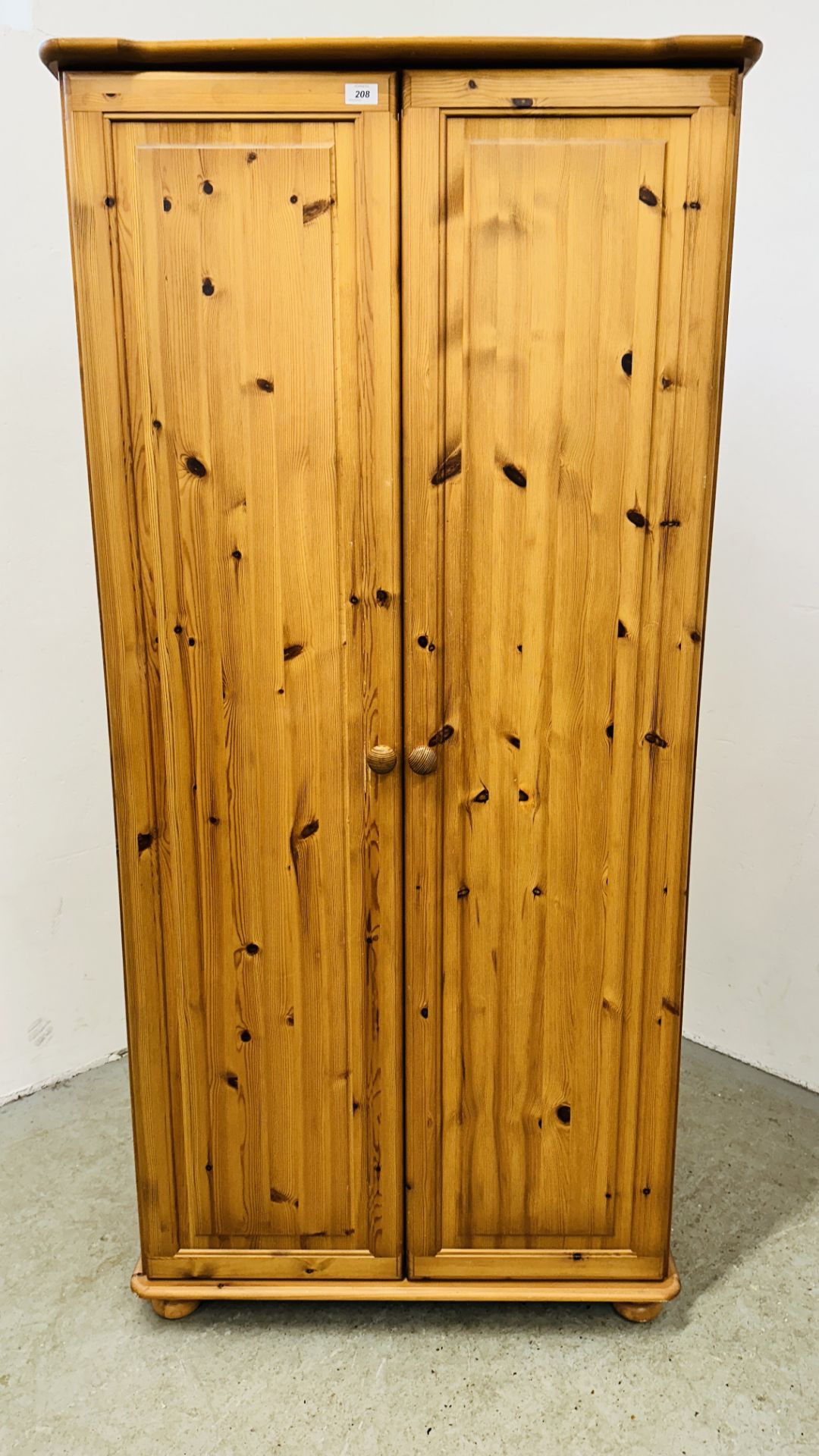 MODERN HONEY PINE TWO DOOR WARDROBE - W 85CM X D 53CM X H 179CM. - Image 5 of 5