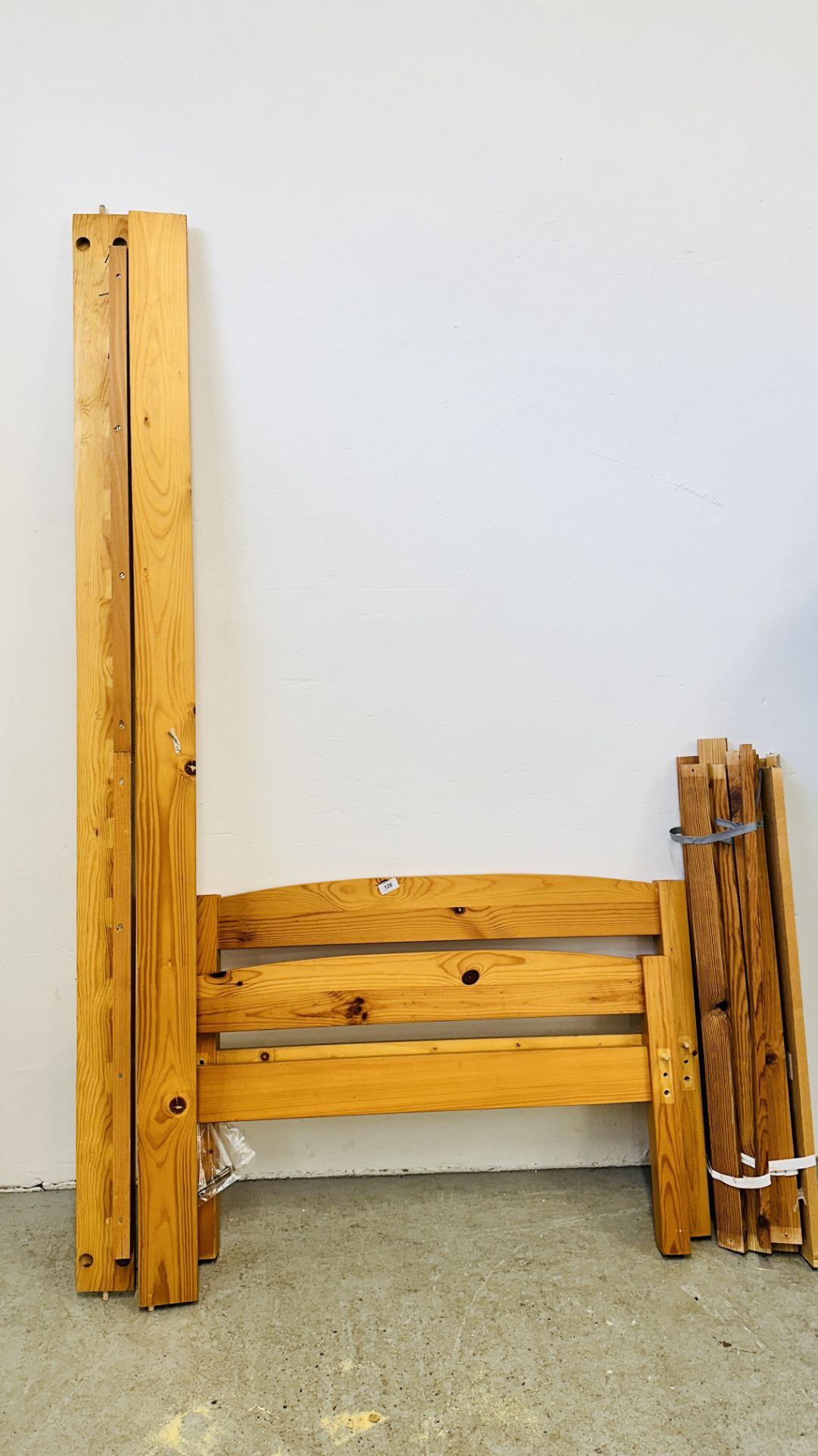 SOLID PINE SINGLE BEDSTEAD.