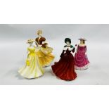 3 ROYAL DOULTON CABINET COLLECTORS FIGURES TO INCLUDE "SUMMER BREEZE" HN 4587,