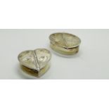 TWO MODERN SILVER ENGRAVED PILL BOXES, ONE OF OVAL FORM W 3.