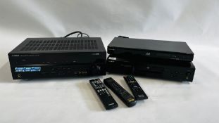 SONY BLU-RAY PLAYER ALONG WITH A SONY HIGH DENSITY LINEAR CONVERTER AND A YAMAHA RX-V367 AMPLIFIER