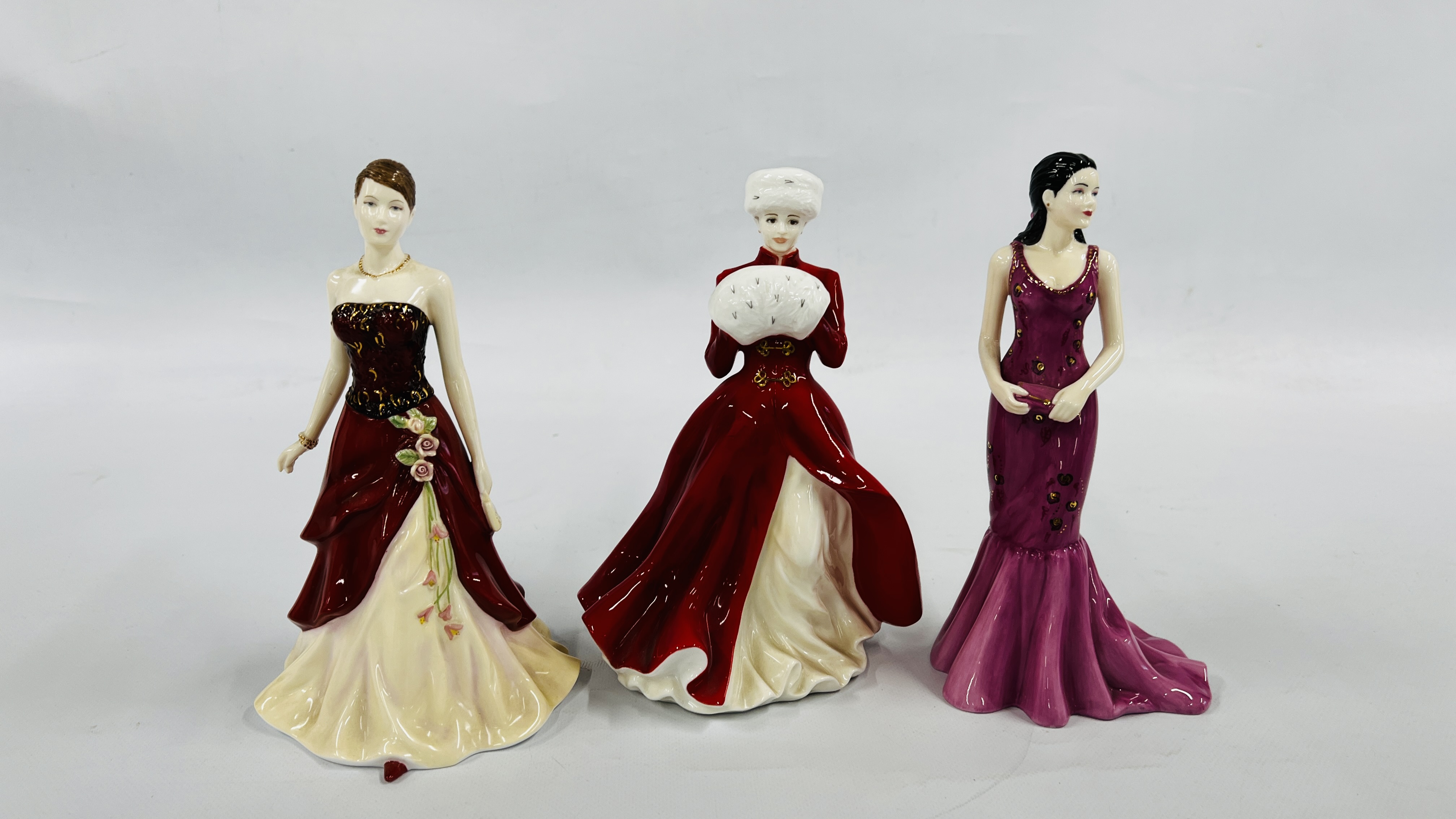 3 ROYAL DOULTON CABINET COLLECTORS FIGURINES TO INCLUDE "NATALIE" HN 5012, LIMITED EDITION 1419/15,