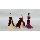 3 ROYAL DOULTON CABINET COLLECTORS FIGURINES TO INCLUDE "NATALIE" HN 5012, LIMITED EDITION 1419/15,