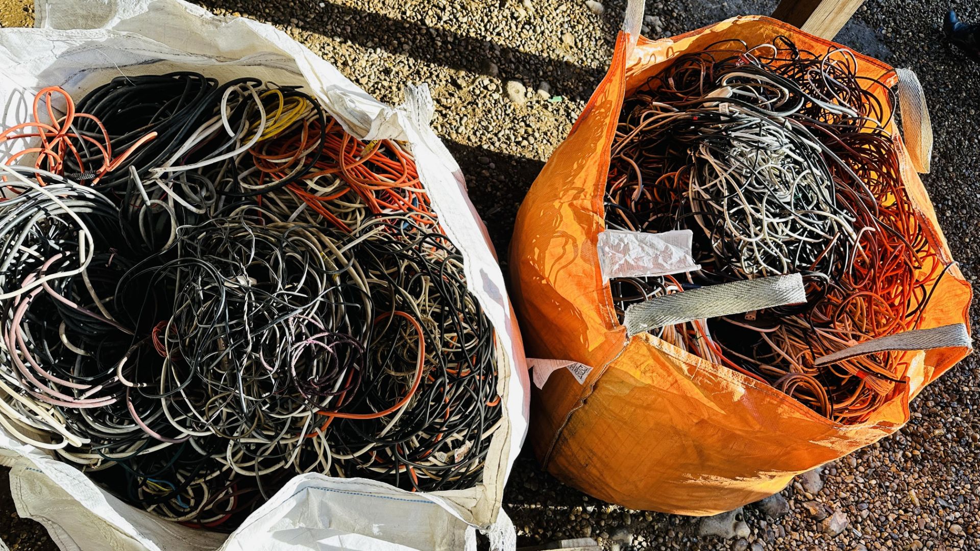 TWO BULK BAGS OF APPROX 360 KG OF SCRAP ELECTRICAL CABLE.