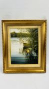 OIL ON CANVAS "KINGFISHER" BEARING SIGNATURE DAVID J LAWRENCE 27CM X 34.5CM IN GILT FRAME.