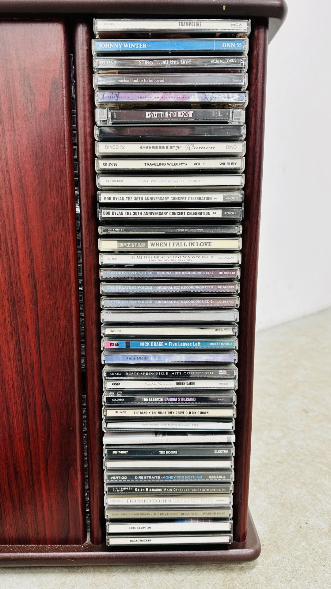REVOLVING CD STORAGE RACK + QUANTITY MIXED CD'S AND RECORD PLAYER - SOLD AS SEEN. - Image 3 of 8