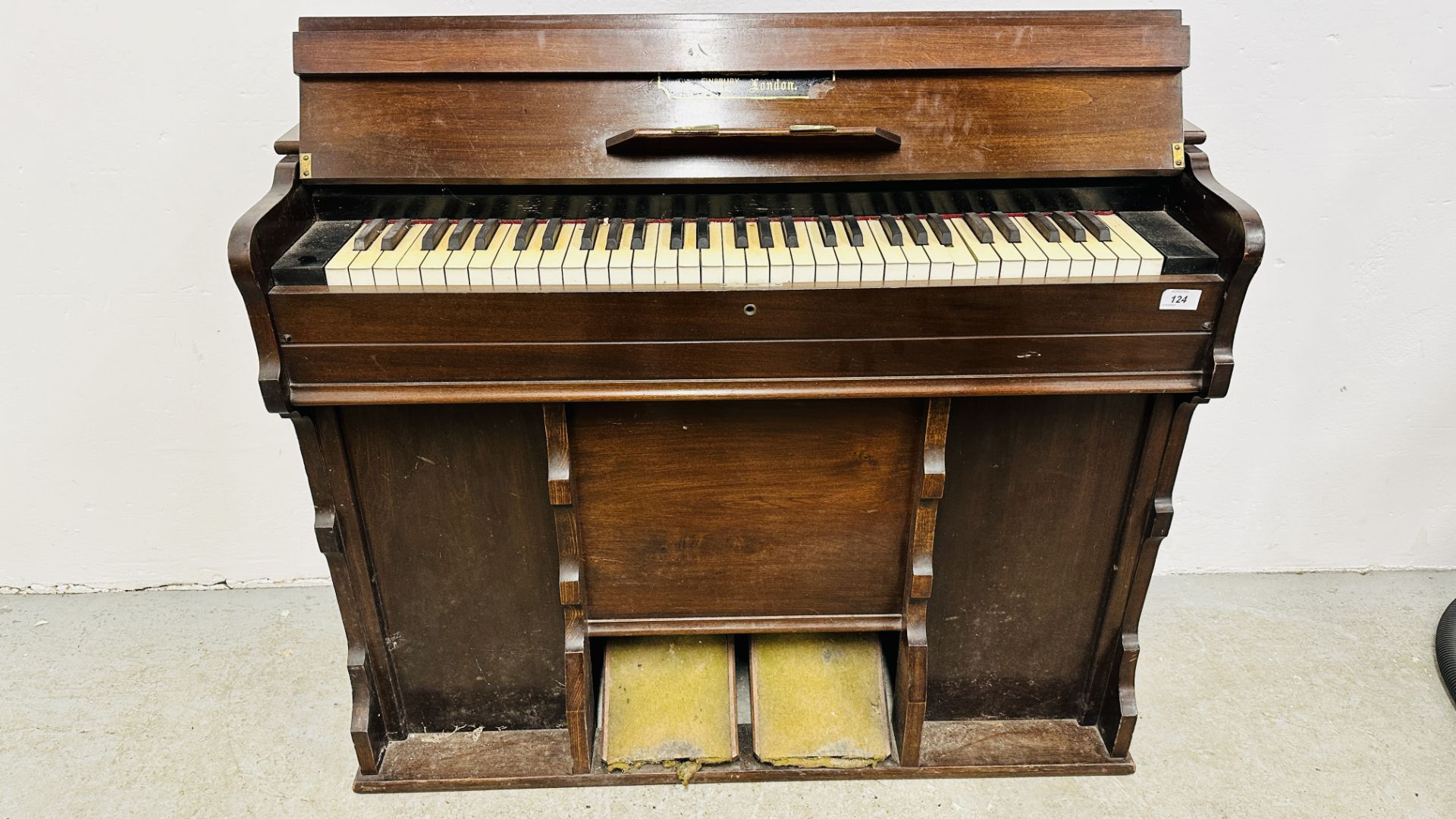 ANTIQUE MAHOGANY CHAPEL HARMONIUM BY ROBERT STATHER FINSBURY PARK LONDON.