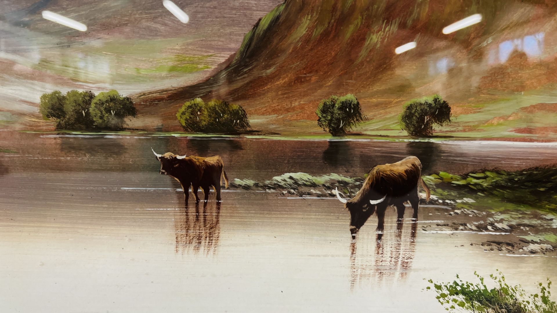 A FRAMED AND MOUNTED OIL ON BOARD DEPICTING HIGHLAND CATTLE IN THE MOUNTAINS BEARING SIGNATURE B. - Image 3 of 9