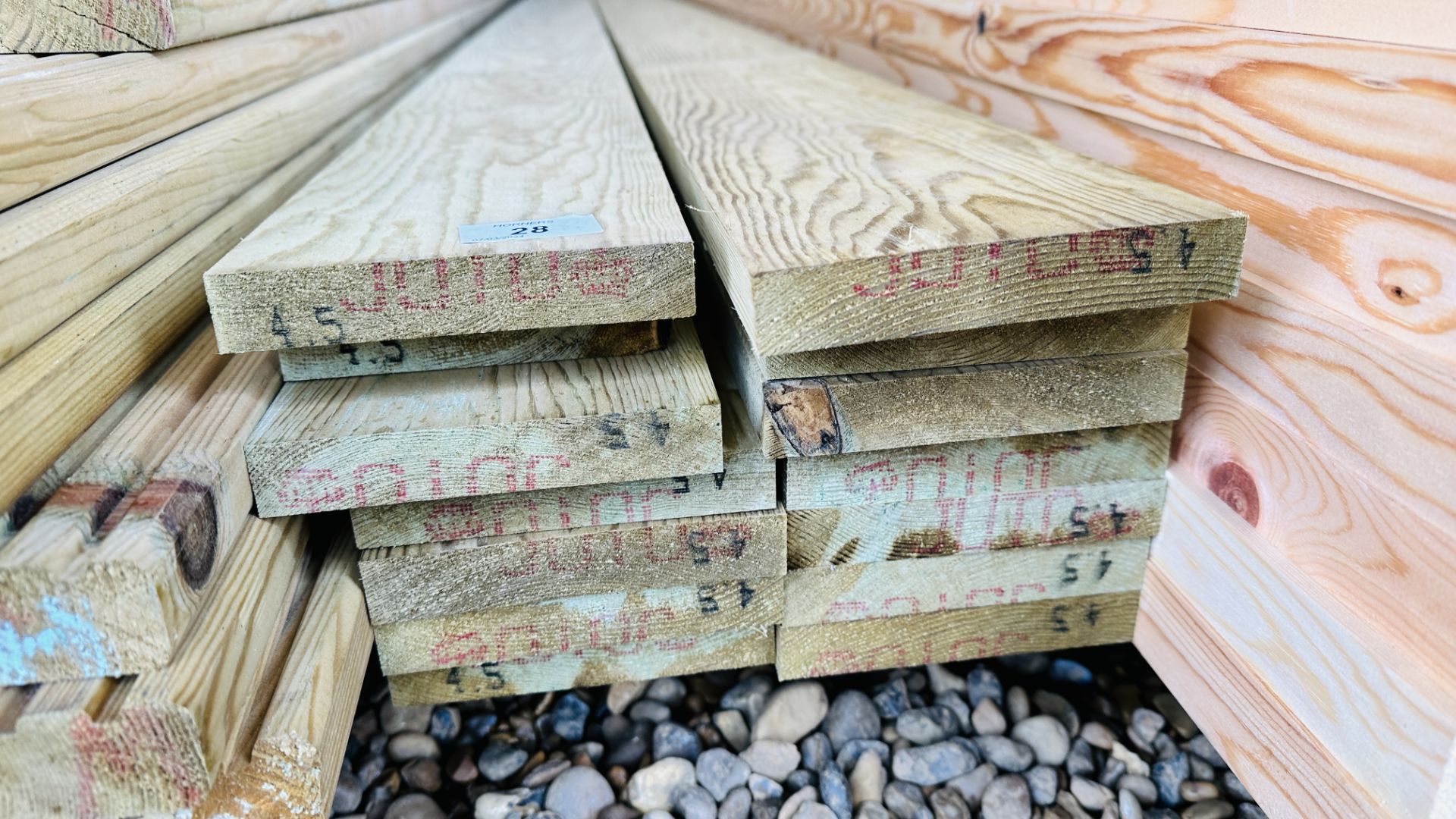 14 LENGTHS 4.5 METRE 125MM X 20MM TANALISED BOARDING. THIS LOT IS SUBJECT TO VAT ON HAMMER PRICE. - Image 2 of 3