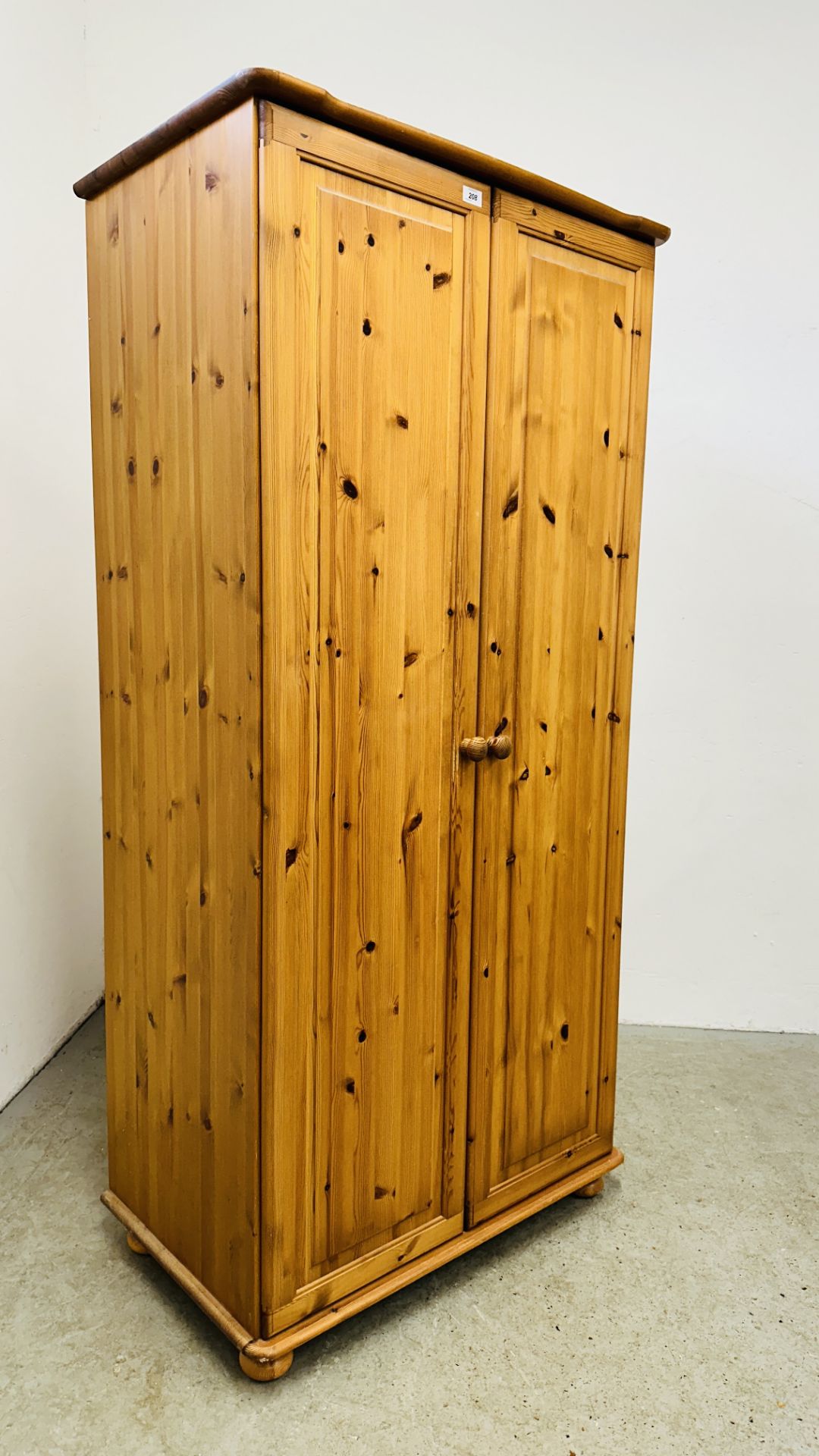 MODERN HONEY PINE TWO DOOR WARDROBE - W 85CM X D 53CM X H 179CM. - Image 2 of 5