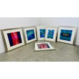 6 MODERN ABSTRACT ART PRINTS 4 X W 54CM X H 54CM, 2 X W 36CM X H 52CM.