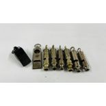 A COLLECTION OF 8 VINTAGE WHISTLES TO INCLUDE MILITARY, GPO & ACME EXAMPLES.