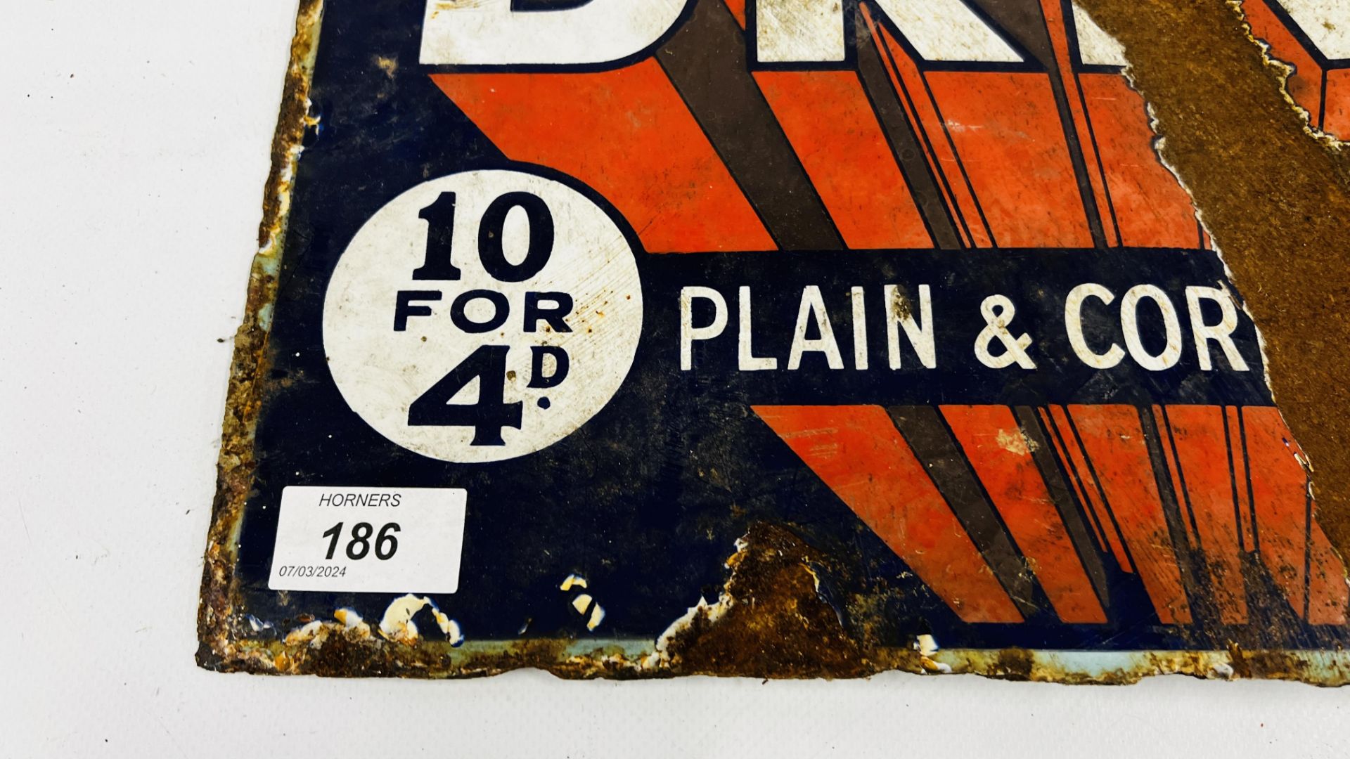 AN ORIGINAL VINTAGE DOUBLE SIDED ENAMEL SIGN "PARK DRIVE" PLAIN & CORK TIPPED (SIGNS OF EXTENSIVE - Image 5 of 13