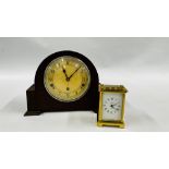 A GARROD 8 DAY MANTEL CLOCK ALONG WITH AN 8 DAY CARRIAGE CLOCK.