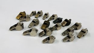 A COLLECTION OF 19 VINTAGE 1900'S - 70'S "ACME" THUNDERERS ESCARGOT WHISTLES.