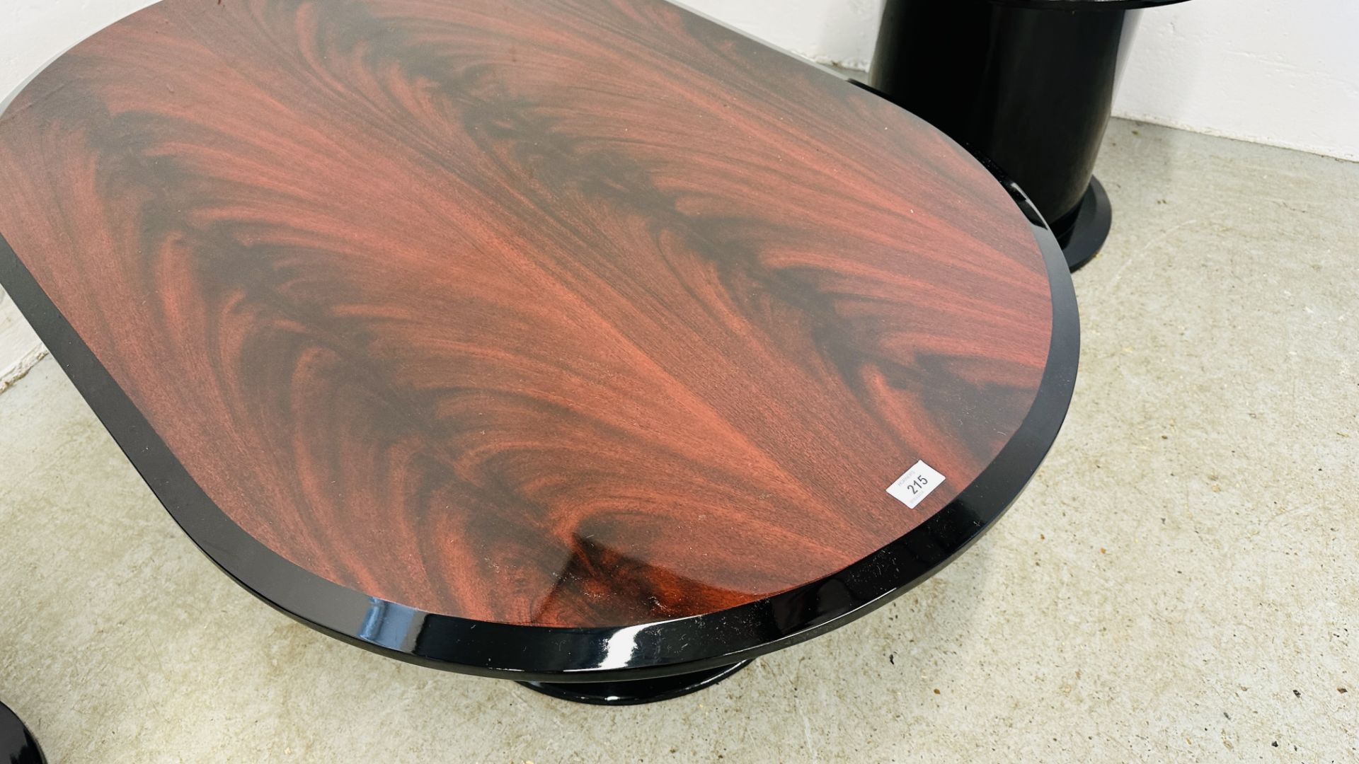 3 MATCHING DESIGN HIGH GLOSS MAHOGANY FINISH COFFEE TABLES INCLUDING A PAIR OF CIRCULAR AND 1 OVAL. - Image 16 of 16