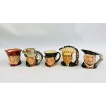 A GROUP OF 5 ROYAL DOULTON CHARACTER JUGS TO INCLUDE NORTH AMERICAN INDIAN D 6611,