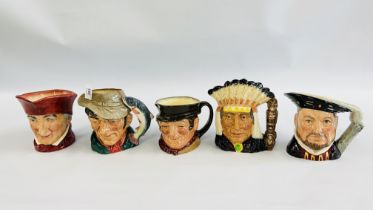 A GROUP OF 5 ROYAL DOULTON CHARACTER JUGS TO INCLUDE NORTH AMERICAN INDIAN D 6611,