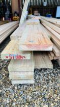 18 X 4.5 METRE APPROX LENGTHS OF 220MM X 45MM PLANED TANALISED TIMBER PLUS 5 FURTHER OFFCUTS.