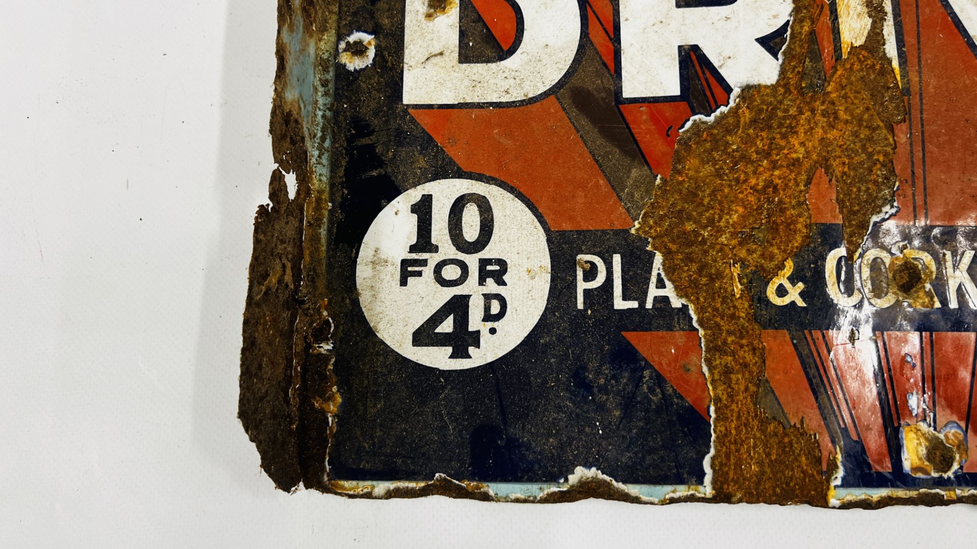 AN ORIGINAL VINTAGE DOUBLE SIDED ENAMEL SIGN "PARK DRIVE" PLAIN & CORK TIPPED (SIGNS OF EXTENSIVE - Image 13 of 13