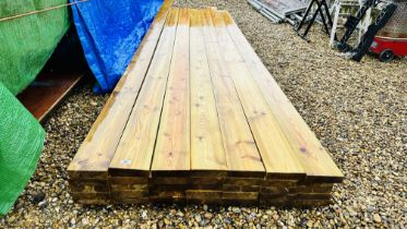 33 X 3.9M LENGTHS 145MM X 35MM PLANED TANALISED TIMBER. THIS LOT IS SUBJECT TO VAT ON HAMMER PRICE.