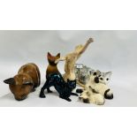 A GROUP OF 7 CAT FIGURES TO INCLUDE ROYAL DOULTON KITTENS AND CAT, STAFFORDSHIRE PRAYING CAT,