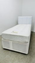 A SHIRE BED COMPANY "BUCKINGHAM" POCKET SPRUNG SINGLE DIVAN BED WITH DRAWER BASE AND HEADBOARD.