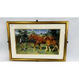 A FRAMED AND MOUNTED SUNNY JUNE 1901 ALFRED MUNNINGS PRINT W 62CM X H 36CM.