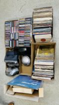 6 BOXES OF CD'S RECORDS AND ELECTRICALS TO INCLUDE SANYO RADIO, ALBA RADIO, CD PLAYER,