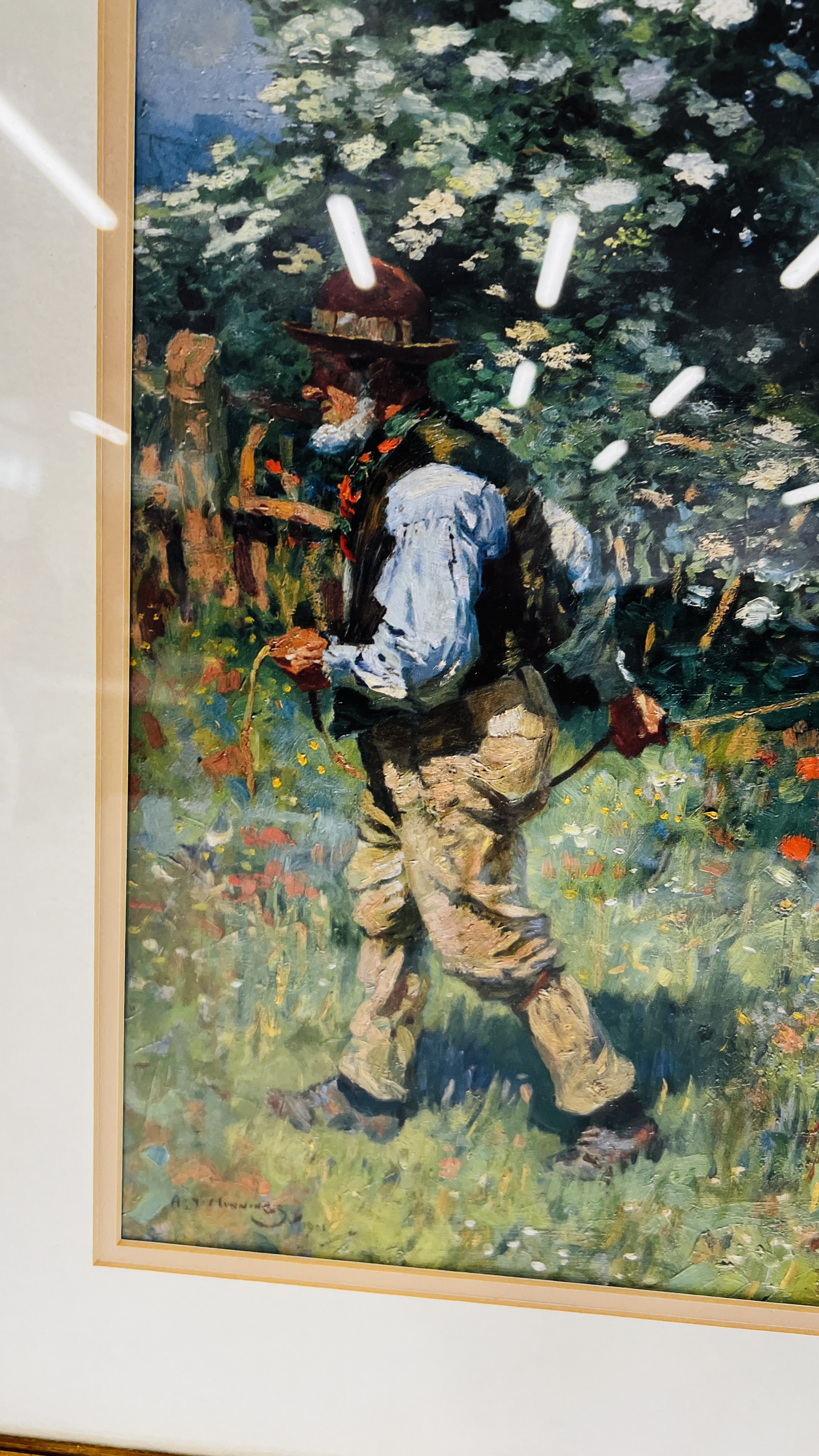 A FRAMED AND MOUNTED SUNNY JUNE 1901 ALFRED MUNNINGS PRINT W 62CM X H 36CM. - Image 5 of 6