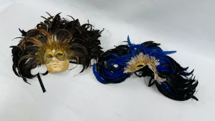 2 VENETIAN CARNIVAL MASKS, ONE LABELLED LA BOTTEGA DELL'ARTE DI MARTINI SACCARDA.