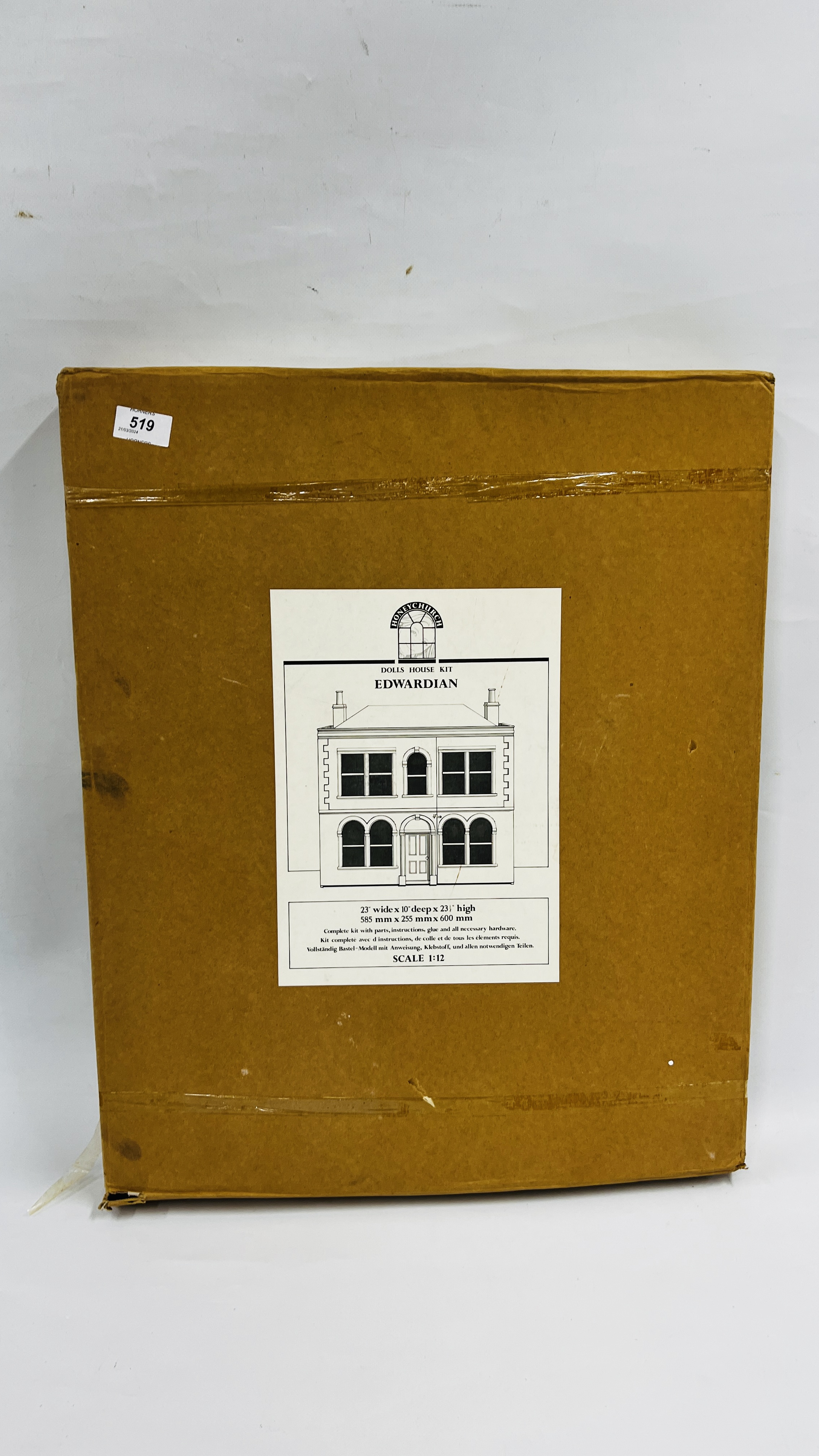 A BOXED AS NEW HONY CHURCH SCALE 1.12 EDWARDIAN STYLE DOLLS HOUSE KIT.