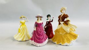 FOUR ROYAL DOULTON CABINET COLLECTORS FIGURES TO INCLUDE ROYAL DOULTON SPRING TIME HN4586,