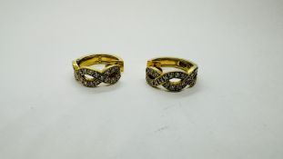 14CT GOLD DIAMOND HOOP EARRINGS, MARKED 585.