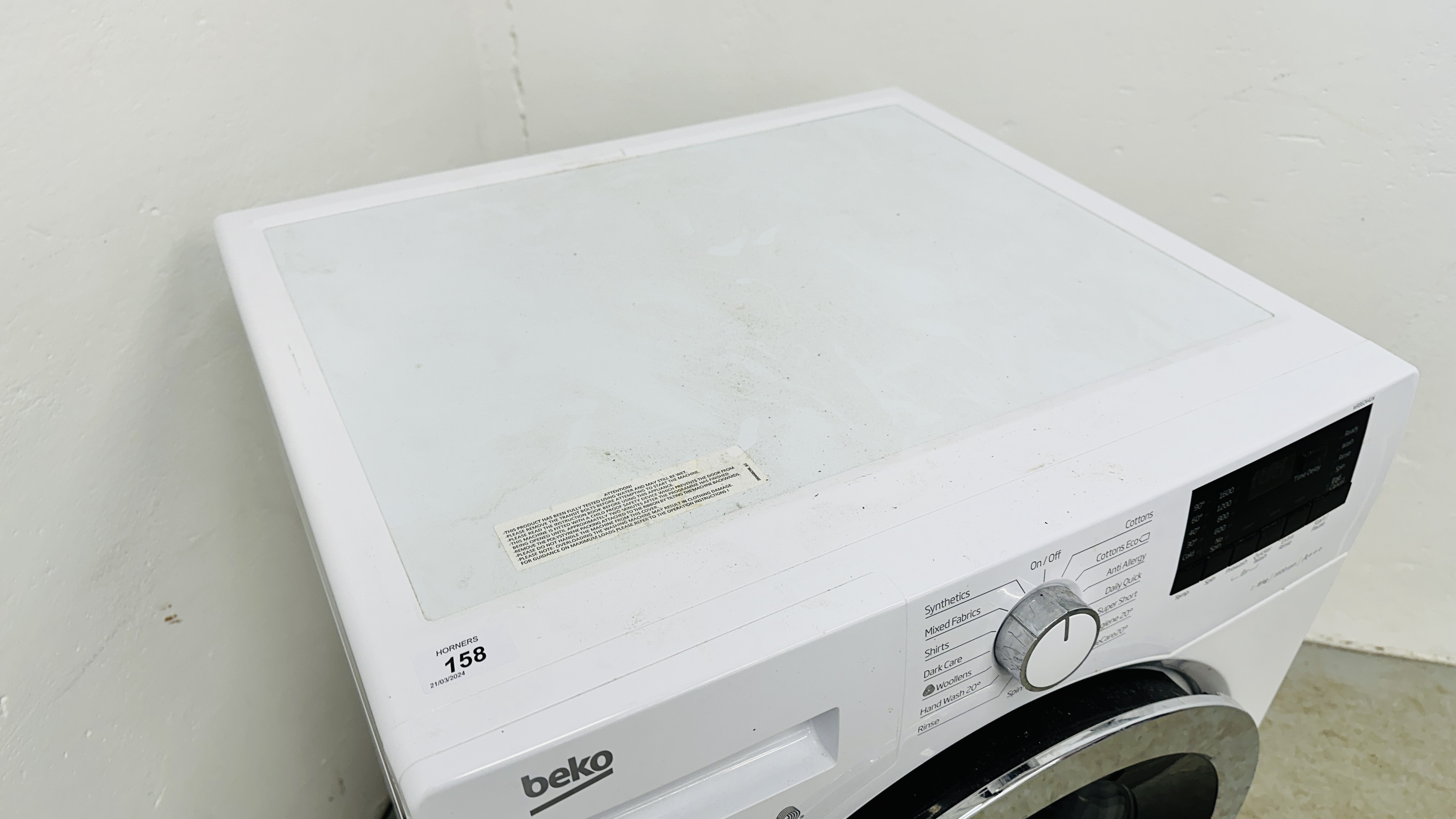 BEKO 8KG 1600RPM PRO SMART INVERTER WASHING MACHINE - SOLD AS SEEN. - Image 8 of 8