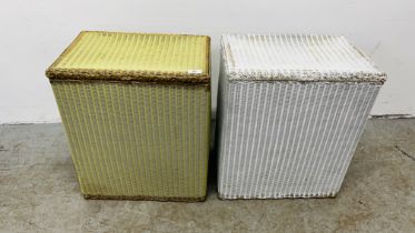 TWO VINTAGE LLOYD LOOM LUSTY LINEN BOXES / BINS.