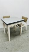 RETRO FORMICA TOP EXTENDING KITCHEN TABLE AND 2 CHAIRS 70CM X 60CM EXTENDED 120CM.