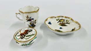 A HELENA WOLFSOHN CABINET CUP & SAUCER, GILDED WITH EXOTIC BIRDS,