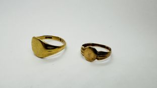 2 X 9CT GOLD SIGNET RINGS.