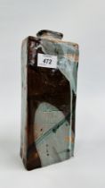 AN ART POTTERY GLAZED VASE BEARING MAKERS INITIALS TO THE BASE MB H 25CM.