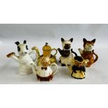 A COLLECTION OF 6 "TONY WOODS" NOVELTY TEAPOTS.