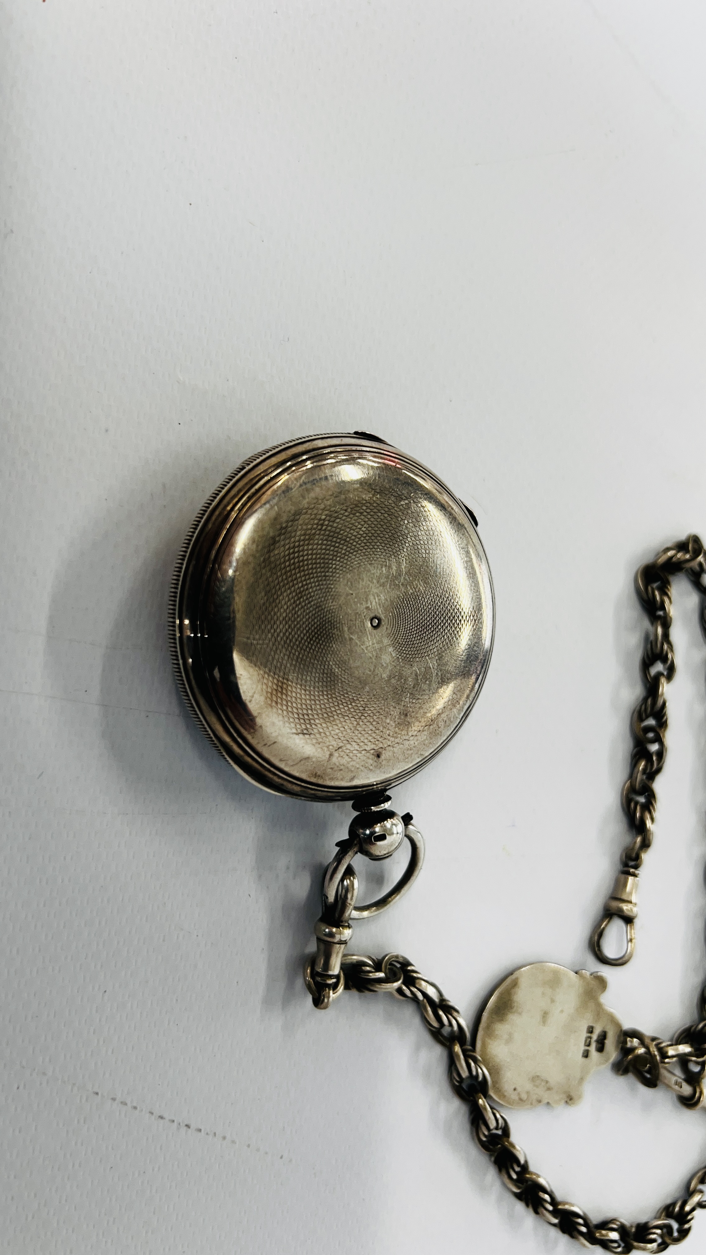 AN ANTIQUE SILVER POCKET WATCH, THE ENAMELED DIAL MARKED J.B. - Image 9 of 13