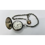 AN ANTIQUE SILVER POCKET WATCH, THE ENAMELED DIAL MARKED J.B.