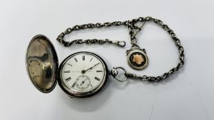 AN ANTIQUE SILVER POCKET WATCH, THE ENAMELED DIAL MARKED J.B.