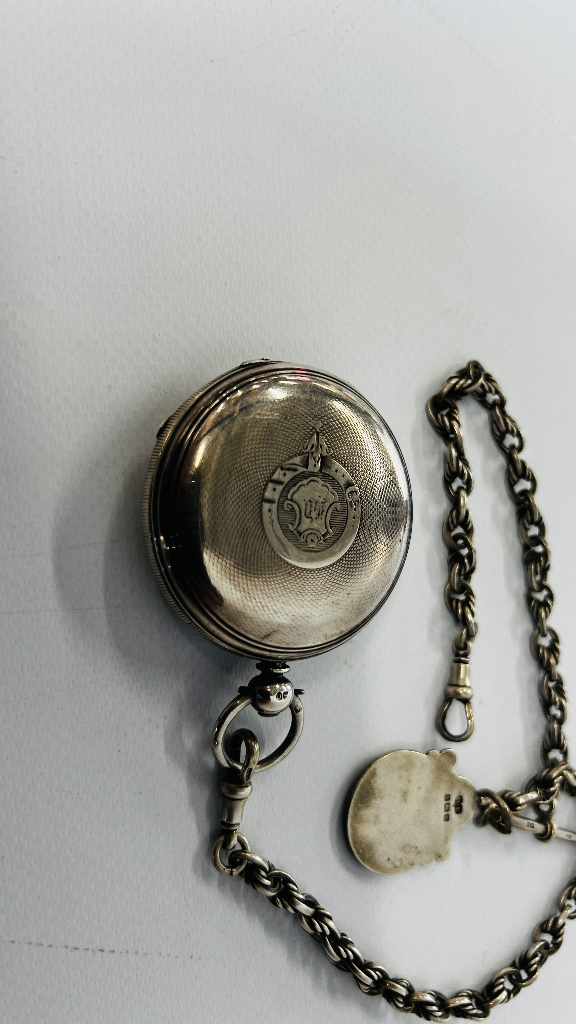 AN ANTIQUE SILVER POCKET WATCH, THE ENAMELED DIAL MARKED J.B. - Image 8 of 13