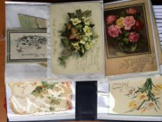 EPHEMERA: FOLDER WITH A SMALL COLLECTION VICTORIAN AND LATER GREETINGS CARDS,