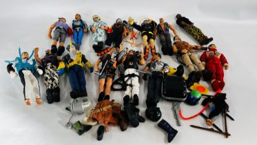 A BOX CONTAINING 15 ACTION MAN RELATED FIGURES AND ACCESSORIES.