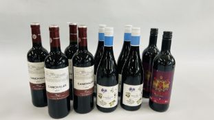 10 X BOTTLES WINE TO INCL 4 X CANCHALES RIOJA, 4 X LA RUCHETTE DOREE COTE DU RHONE VILLAGES,