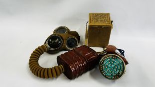 TWO VINTAGE GAS MASKS TO INCLUDE A CHILD'S EXAMPLE IN ORIGINAL BOX AND ONE OTHER MARKED No LA 1940