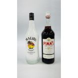 1 X 1 LITRE MALIBU COCONUT & WHITE RUM LIQUEUR PLUS 1 X 1 LITRE PIMMS NO.1.